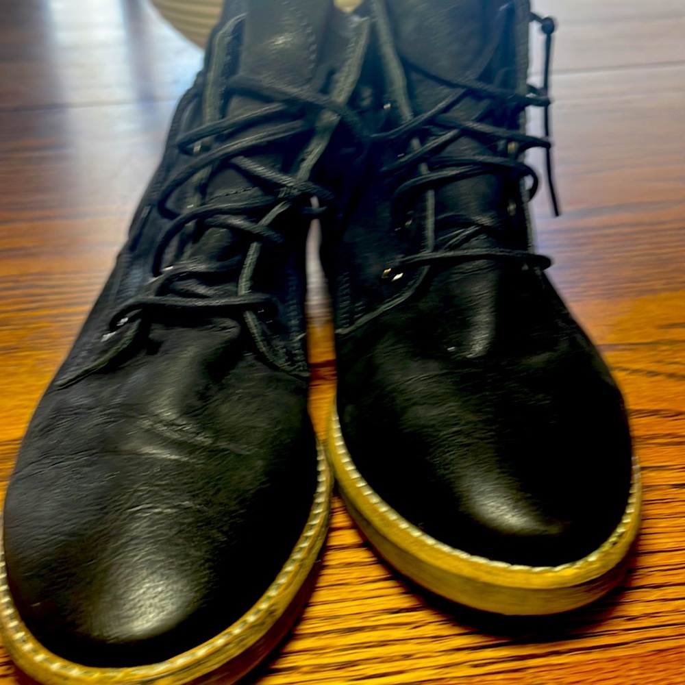Diba lace up black leather ankle boots 7.5 women’s